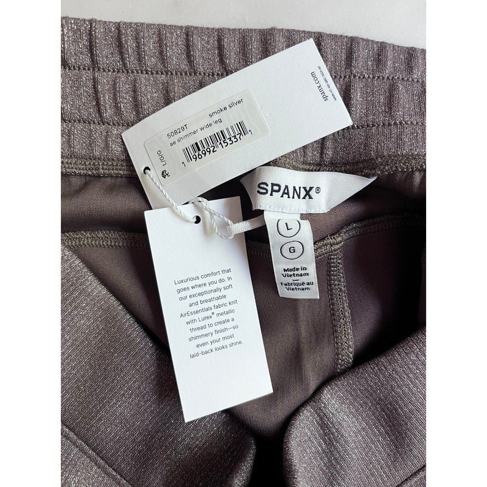 Spanx AirEssentials Wide Leg Pant with Shimmer Smoke Silver size large tall NWT - Picture 12 of 14